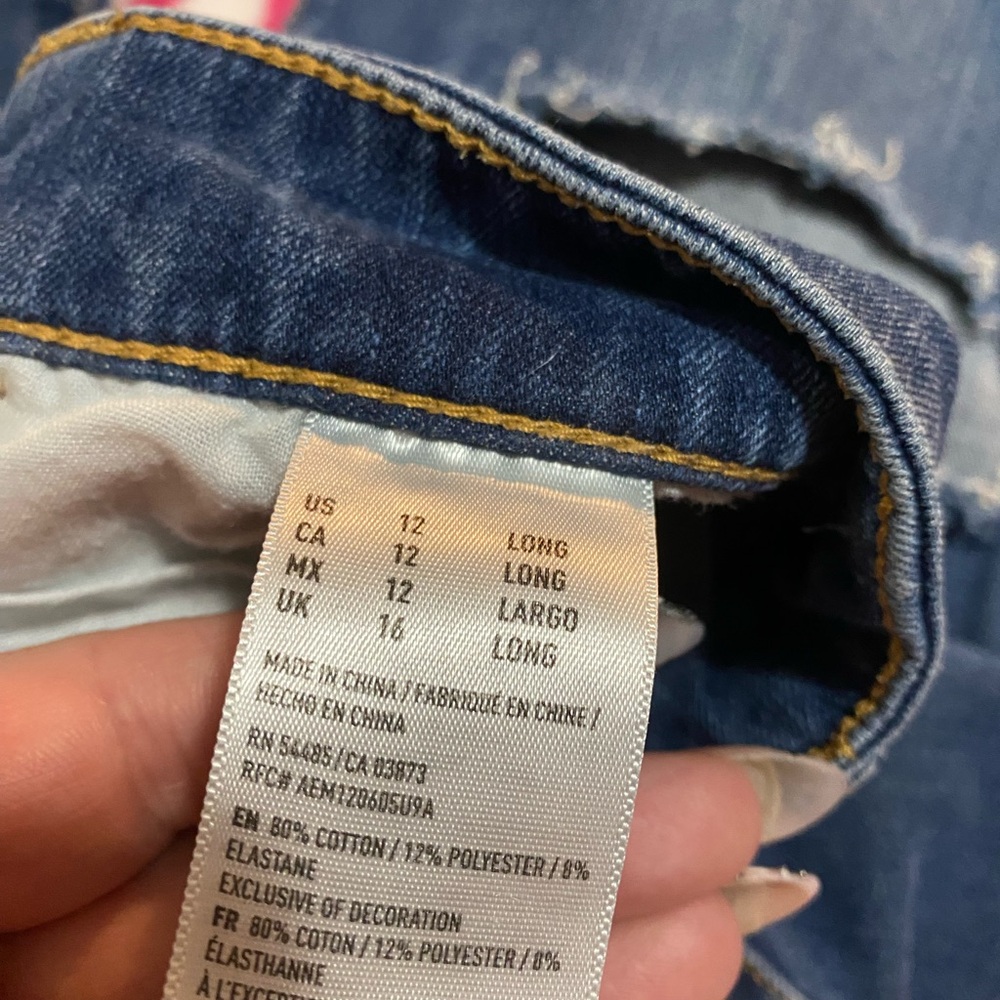 American Eagle Outfitters Ripped Blue Skinny Jeans - Picture 2 of 3